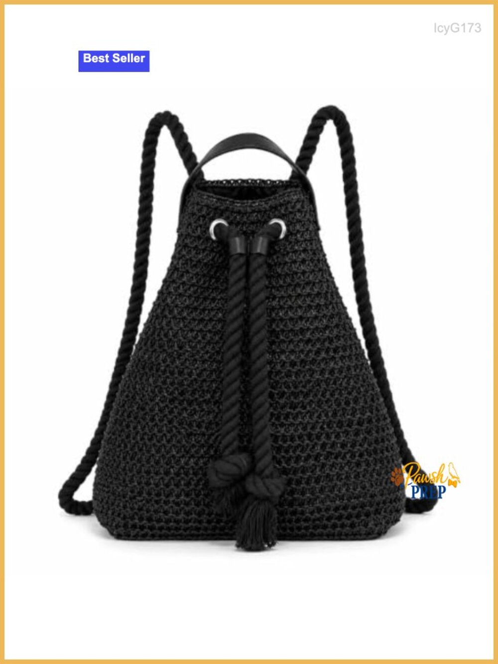 Handwoven Paper Rope Drawstring Backpack for Women Beach Travel